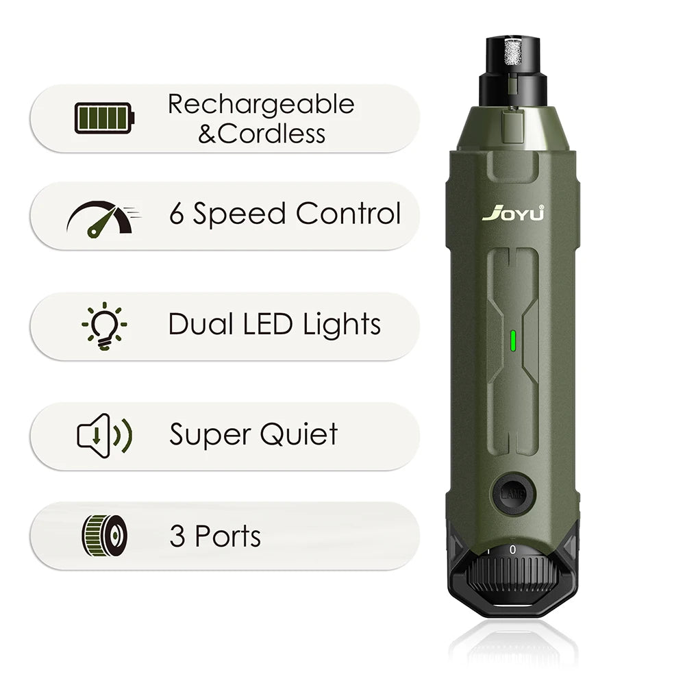 6-Speed Dog Nail Grinder Enhanced Pet Nail Grinder Super Quiet Rechargeable Electric Dog Nail Trimmer Painless Paws Grooming