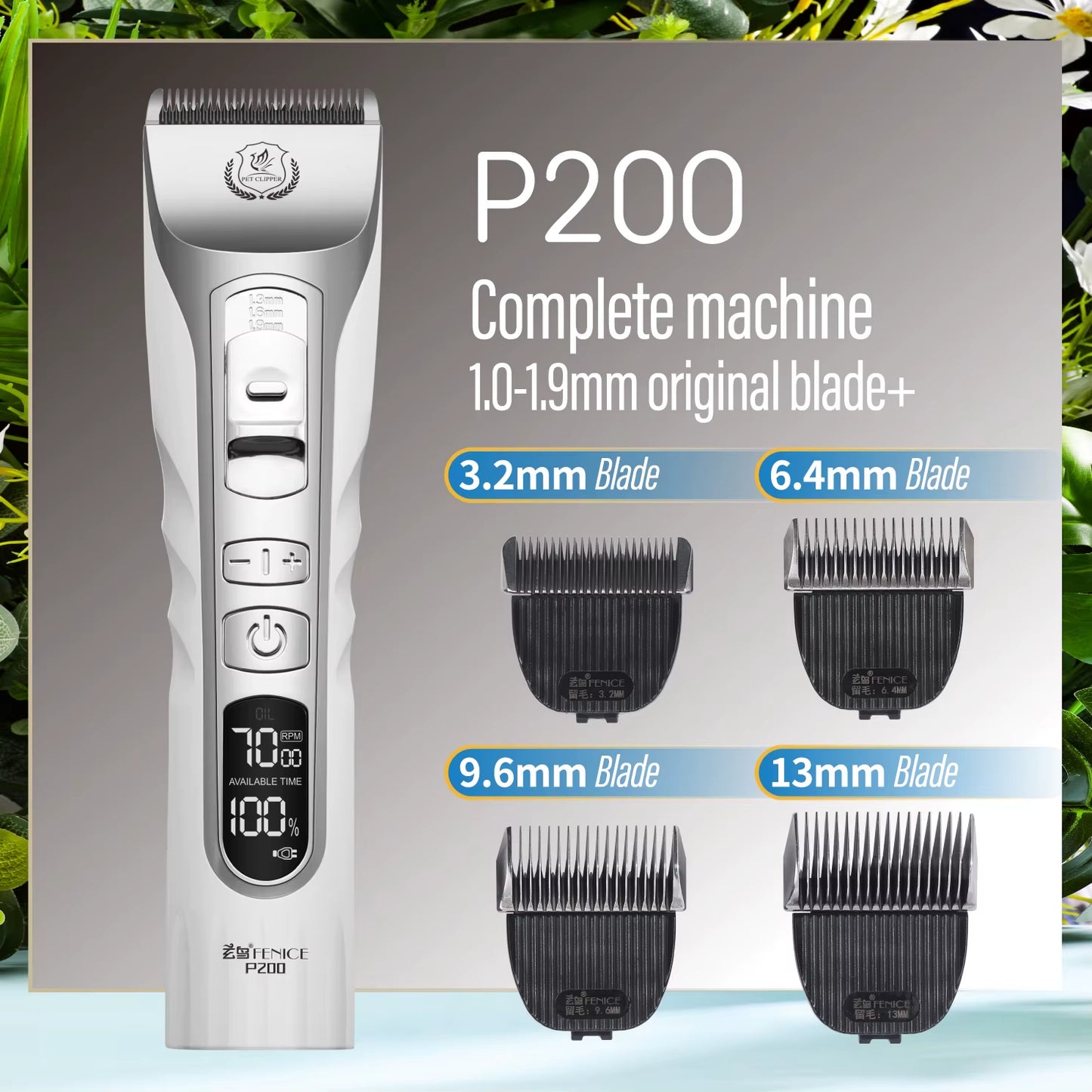 Fenice Dog Hair Cutting Machine Clippers Grooming Pet Animals Haircut Trimmer Shaver Set Pets Cordless Rechargeable Professional