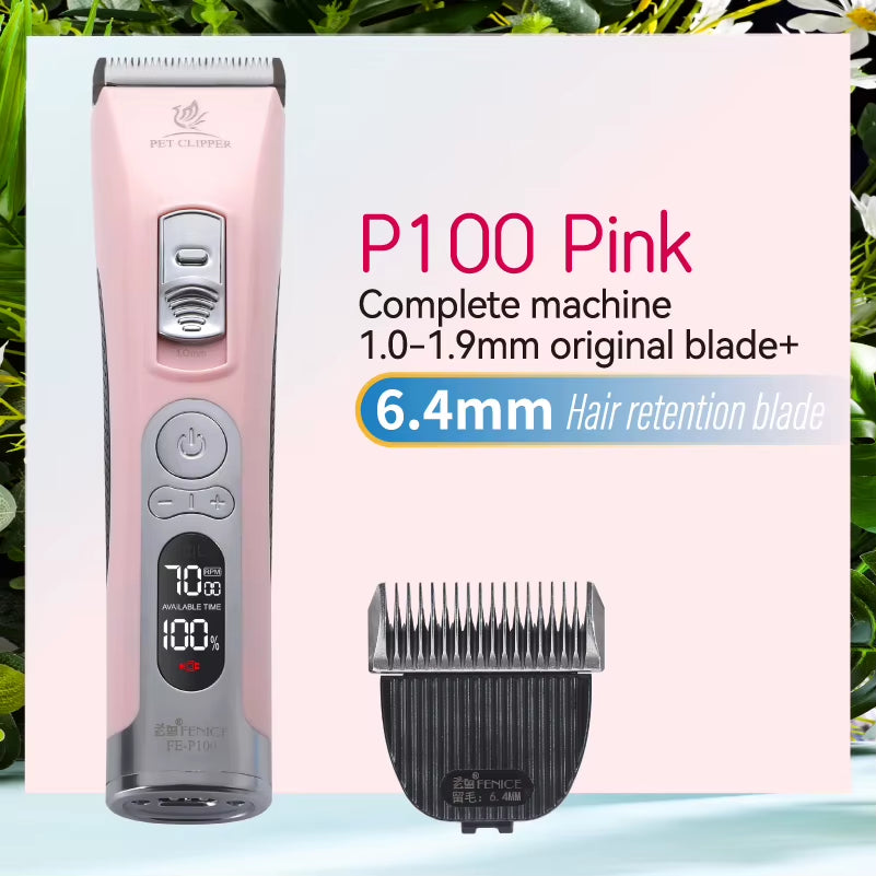Fenice P100 Professional LCD Screen Dog Cat Clippers 4000Ma Electrical Grooming Trimmer and Blade Rechargeable Haircut Machine