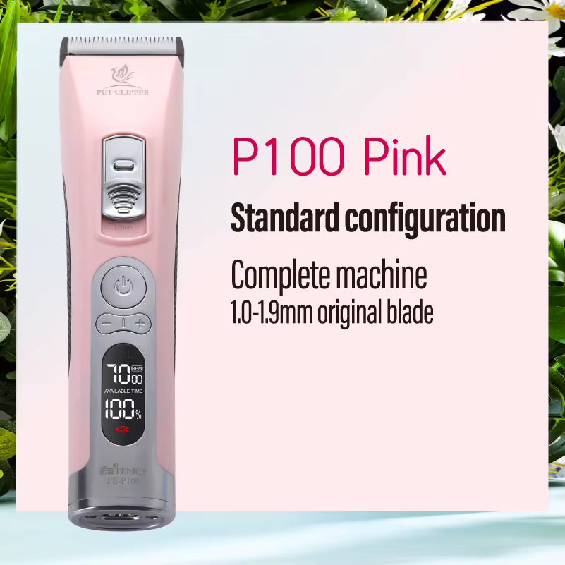 Fenice P100 Professional LCD Screen Dog Cat Clippers 4000Ma Electrical Grooming Trimmer and Blade Rechargeable Haircut Machine