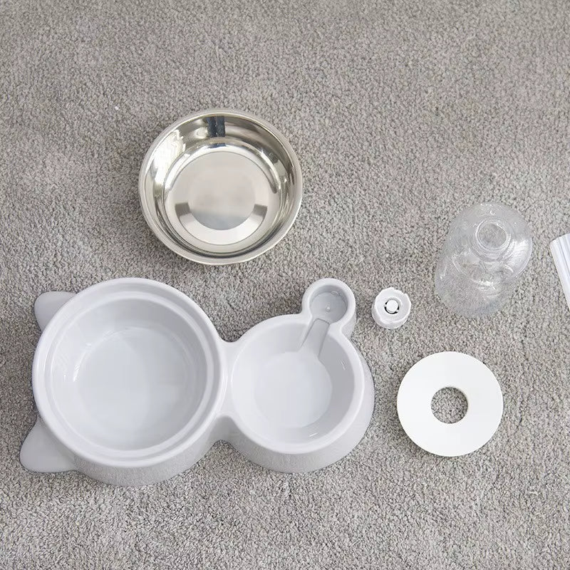 Automatic Cat Ear Pet Feeder 2In1 Stainless Steel Food Water Bowl Self Cleaning Dog Cat Dish with Smart Sensor