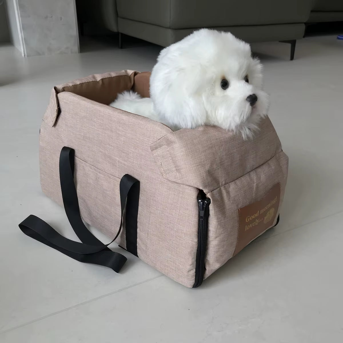 Pet Products Portable Console Booster Dog Car Seat & Carrier for Small Dogs & Cats,Car Seat for Center Car Armrest Safety Tether