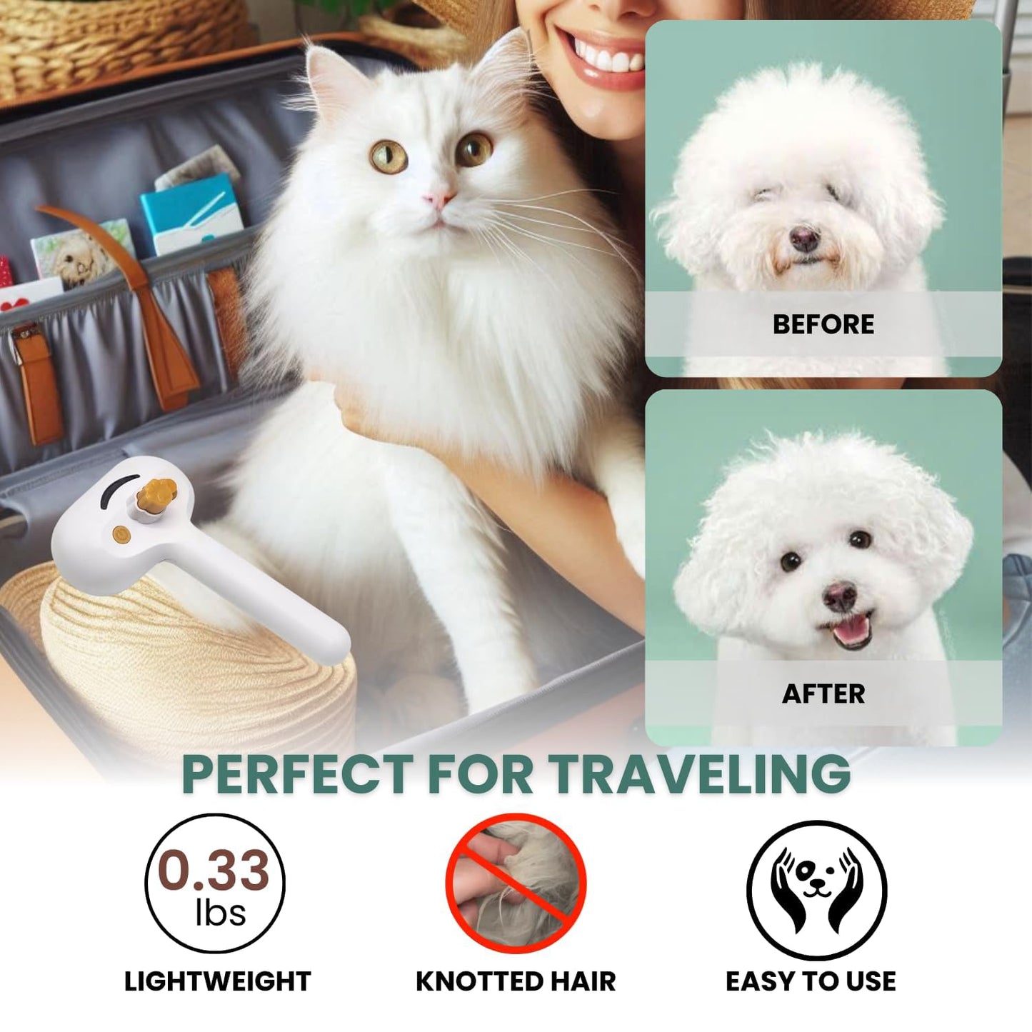 Water Brush for Dog Cat Mist Brush for Short Long Haired Dogs Cats Slicker Brush with Spray for Pet Grooming Cat Dog Steam Brush for Shedding