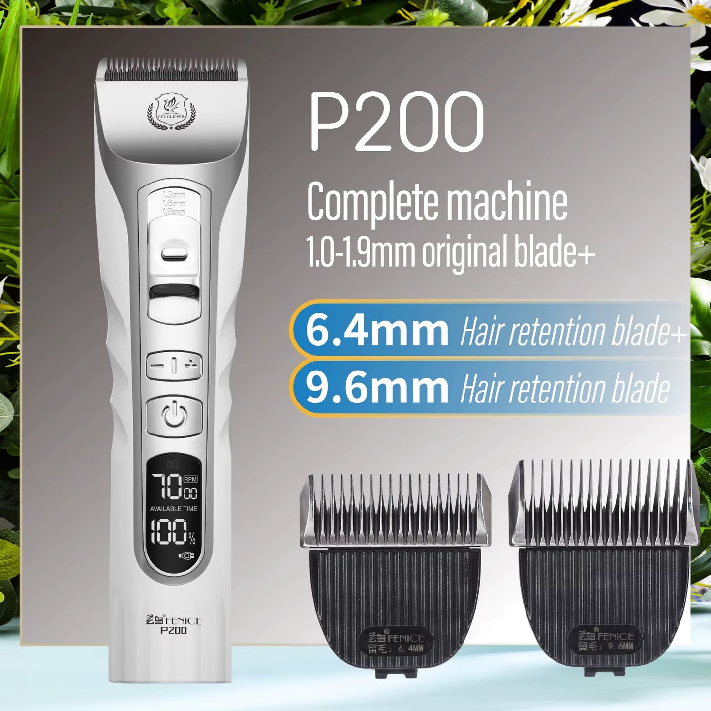 Fenice Dog Hair Cutting Machine Clippers Grooming Pet Animals Haircut Trimmer Shaver Set Pets Cordless Rechargeable Professional