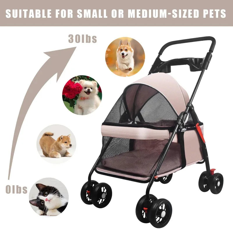 πΎ Pet Dog & Cat Stroller β Foldable Jogging Stroller with Removable Carrier & Cup Holder