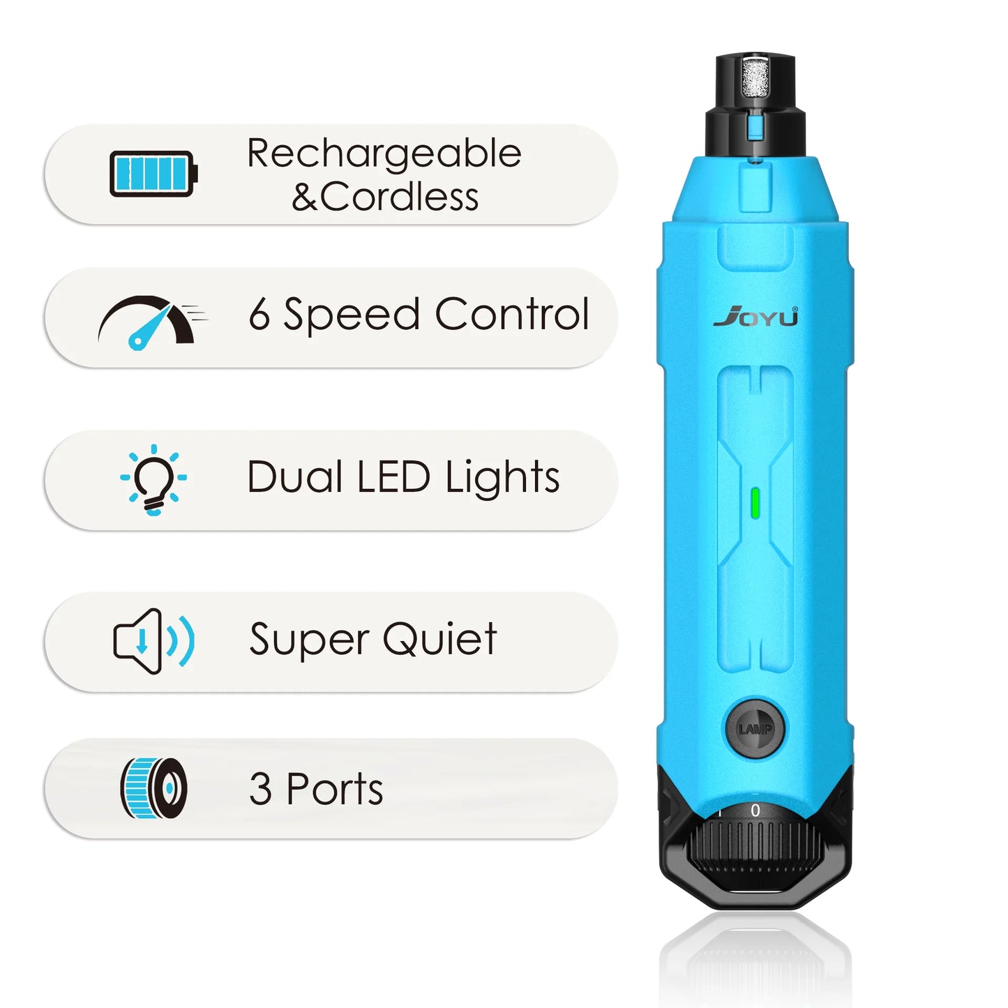 6-Speed Dog Nail Grinder Enhanced Pet Nail Grinder Super Quiet Rechargeable Electric Dog Nail Trimmer Painless Paws Grooming