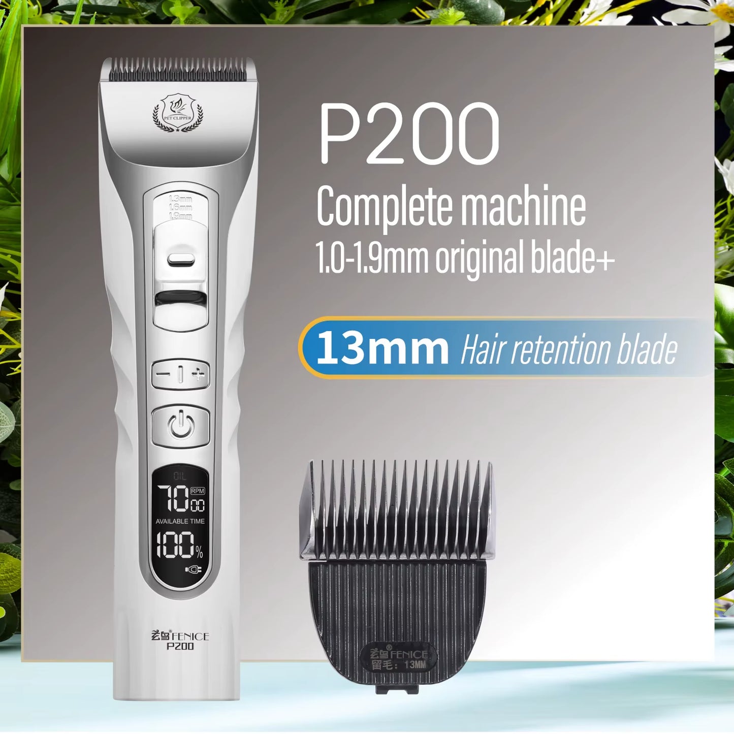 Fenice Dog Hair Cutting Machine Clippers Grooming Pet Animals Haircut Trimmer Shaver Set Pets Cordless Rechargeable Professional