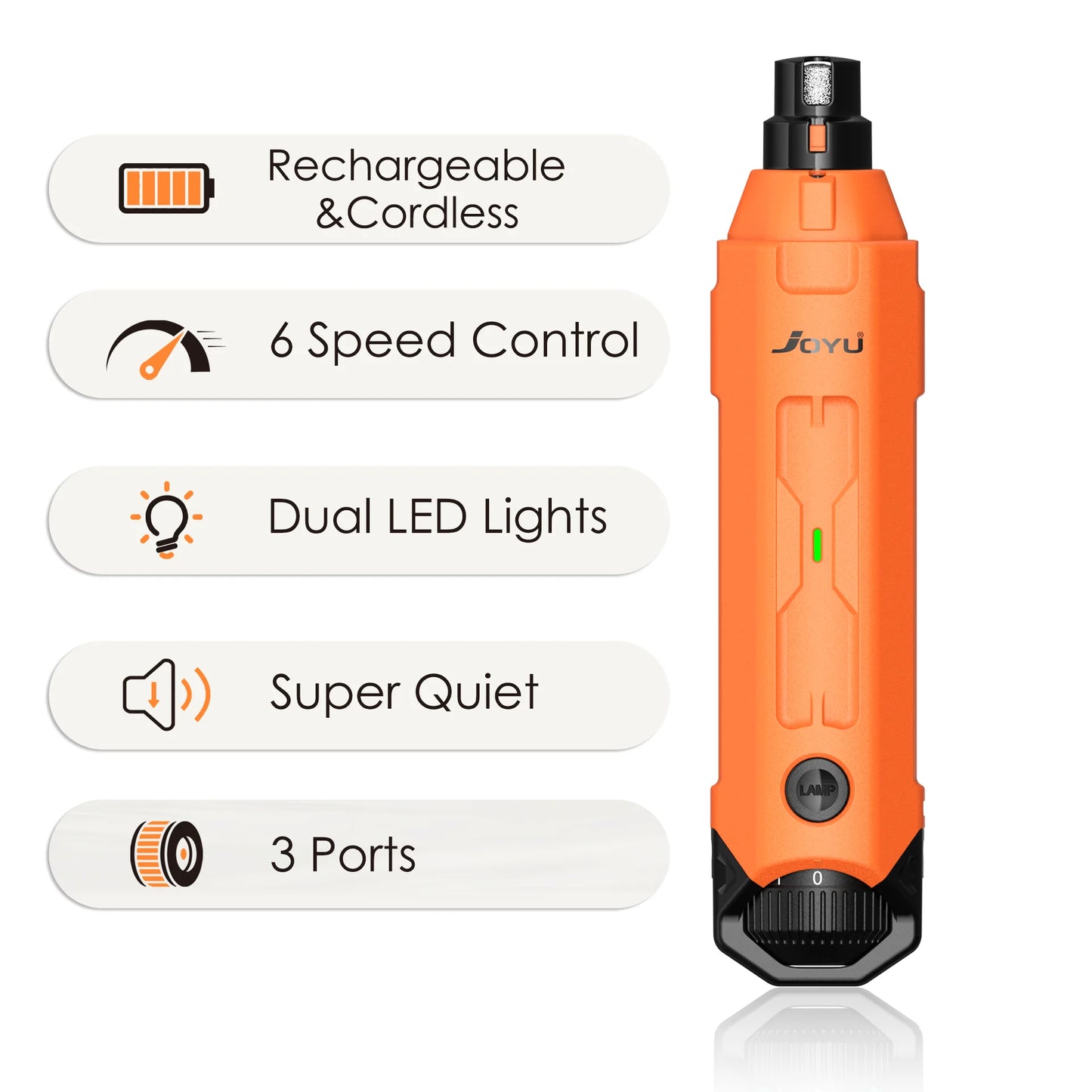 6-Speed Dog Nail Grinder Enhanced Pet Nail Grinder Super Quiet Rechargeable Electric Dog Nail Trimmer Painless Paws Grooming