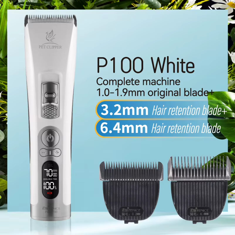 Fenice P100 Professional LCD Screen Dog Cat Clippers 4000Ma Electrical Grooming Trimmer and Blade Rechargeable Haircut Machine