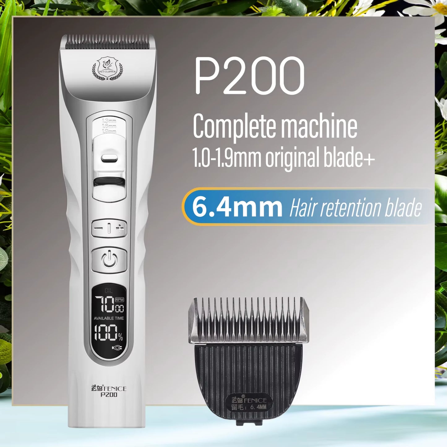 Fenice Dog Hair Cutting Machine Clippers Grooming Pet Animals Haircut Trimmer Shaver Set Pets Cordless Rechargeable Professional
