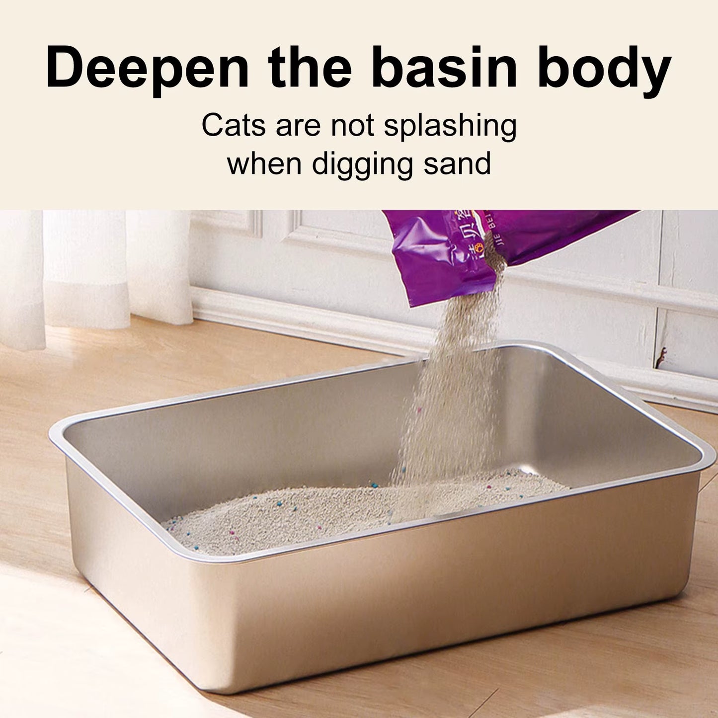 Stainless Steel Cat Litter Box for Big Cats,Small Stainless Steel Litter Box,Large Metal Cat Litter Box-Easy to Clean 고양이 화장실