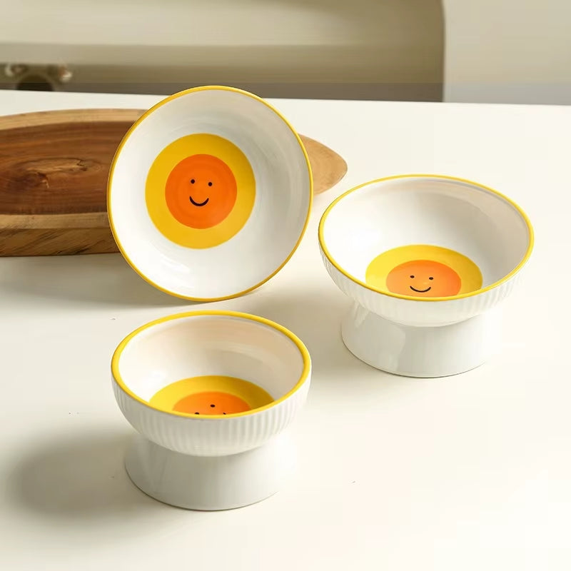 Pet Feeders Food Bowl Ceramic round Plate Snack Dish Cat Food Water Bowl Cute Food Basin Dog Bowl Dog Accessories