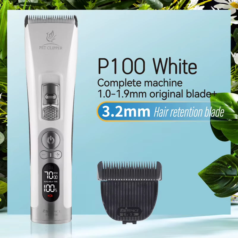 Fenice P100 Professional LCD Screen Dog Cat Clippers 4000Ma Electrical Grooming Trimmer and Blade Rechargeable Haircut Machine