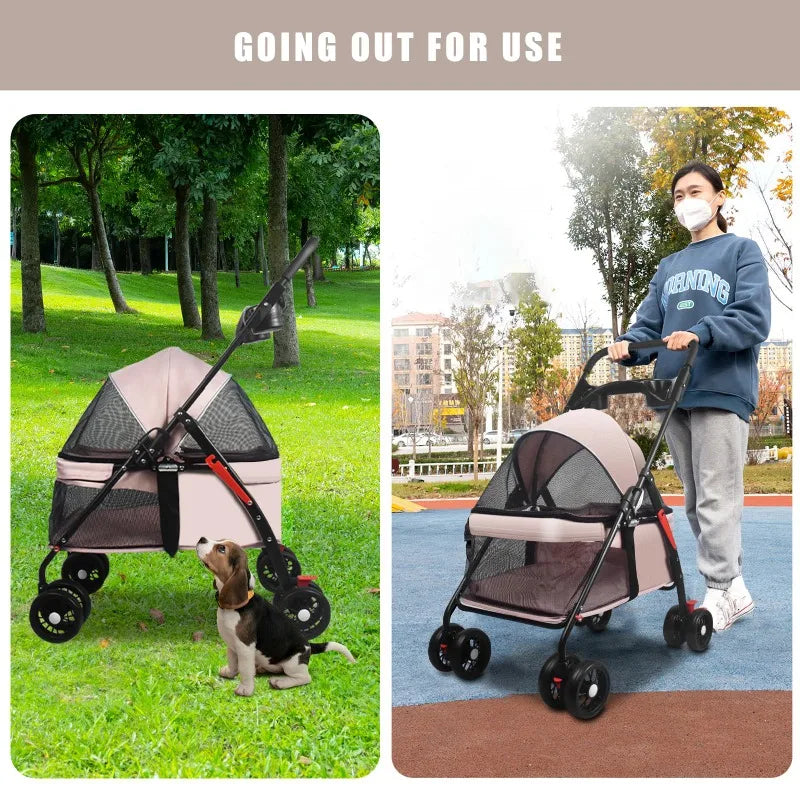 πΎ Pet Dog & Cat Stroller β Foldable Jogging Stroller with Removable Carrier & Cup Holder