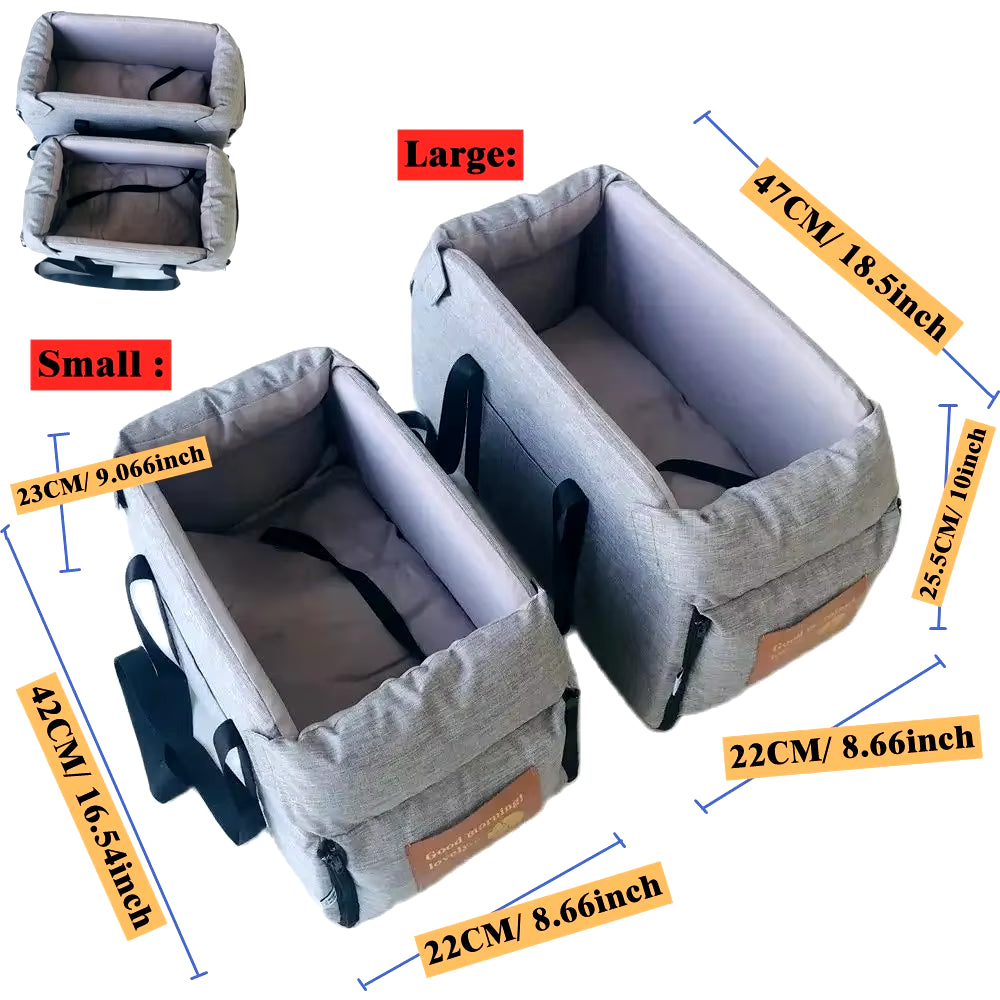 Pet Products Portable Console Booster Dog Car Seat & Carrier for Small Dogs & Cats,Car Seat for Center Car Armrest Safety Tether