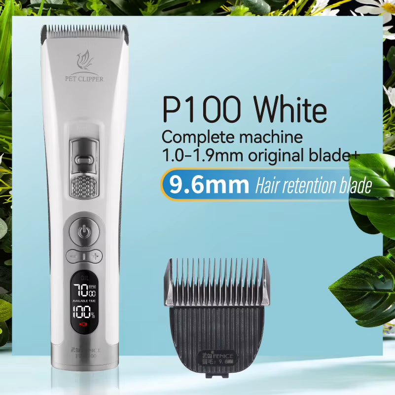 Fenice P100 Professional LCD Screen Dog Cat Clippers 4000Ma Electrical Grooming Trimmer and Blade Rechargeable Haircut Machine