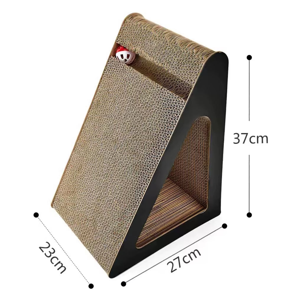 Vertical Triangle Cat Scratching Board with Spinning Ball Vertical Triangle Cardboard Paw Toys for Indoor Cats