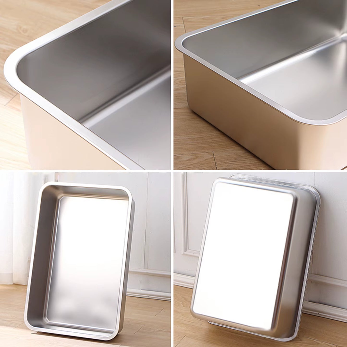 Stainless Steel Cat Litter Box for Big Cats,Small Stainless Steel Litter Box,Large Metal Cat Litter Box-Easy to Clean 고양이 화장실