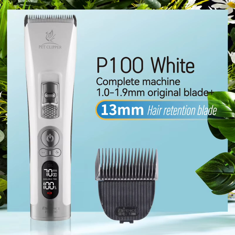 Fenice P100 Professional LCD Screen Dog Cat Clippers 4000Ma Electrical Grooming Trimmer and Blade Rechargeable Haircut Machine