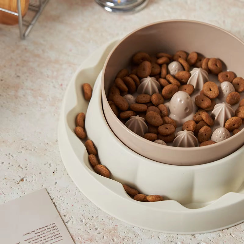 304 Stainless Steel Slow Feeder Bowl - Heavy Duty Anti-Tip Base, Anti-Choke Maze & Ant-Proof Design for Cats/Small Dogs