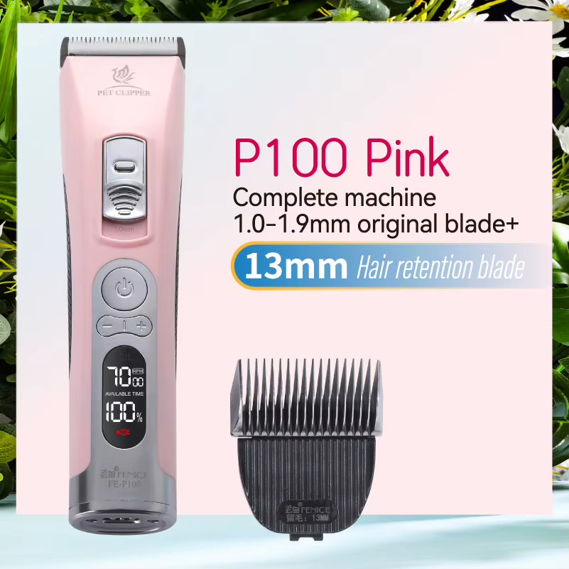 Fenice P100 Professional LCD Screen Dog Cat Clippers 4000Ma Electrical Grooming Trimmer and Blade Rechargeable Haircut Machine