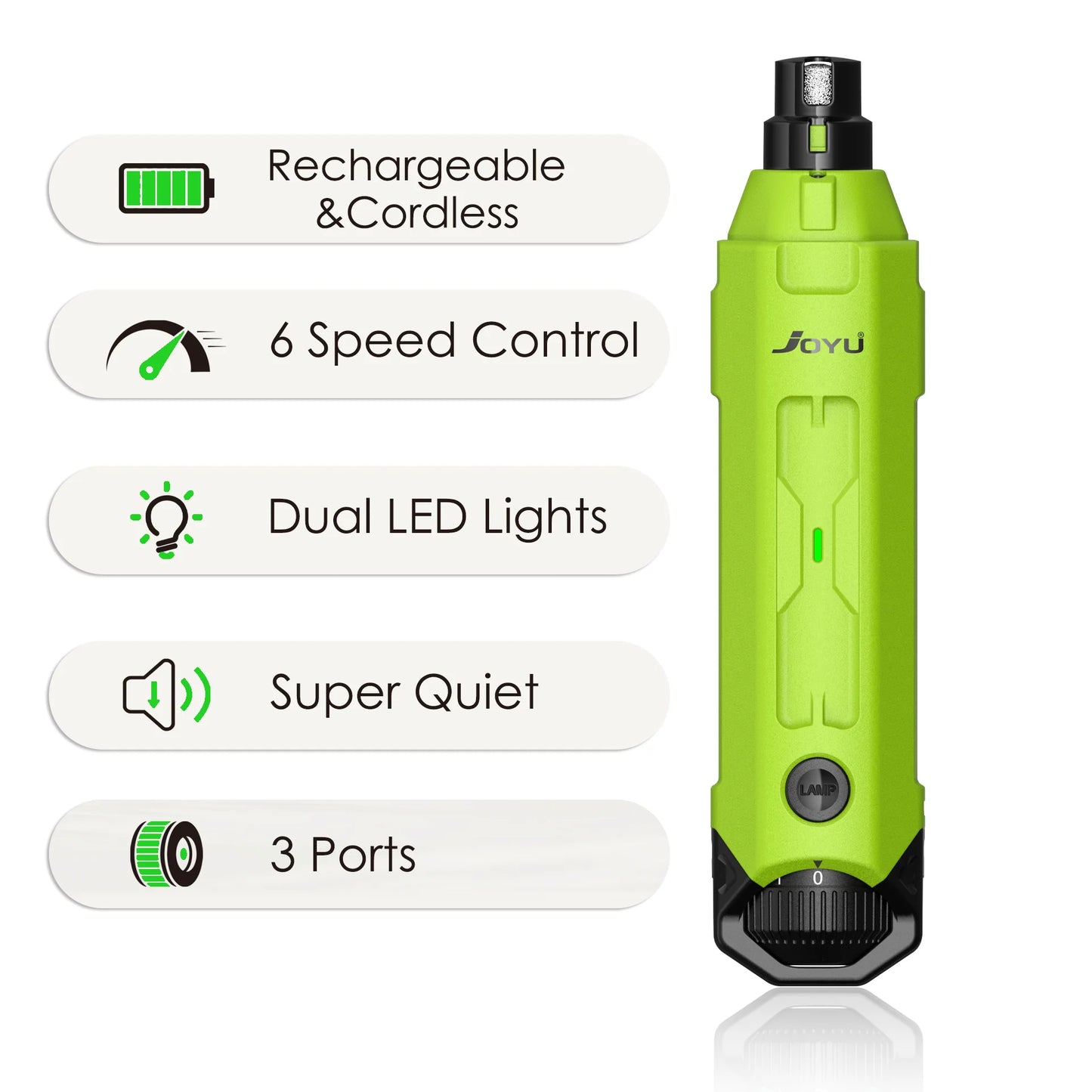 6-Speed Dog Nail Grinder Enhanced Pet Nail Grinder Super Quiet Rechargeable Electric Dog Nail Trimmer Painless Paws Grooming