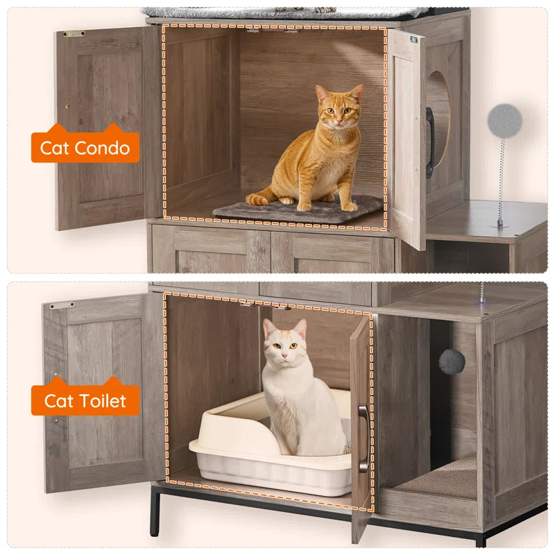 2 in 1 Hidden Cat Litter Box Enclosure Furniture