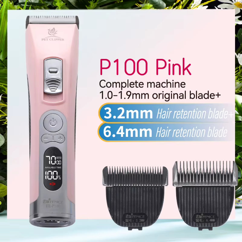 Fenice P100 Professional LCD Screen Dog Cat Clippers 4000Ma Electrical Grooming Trimmer and Blade Rechargeable Haircut Machine