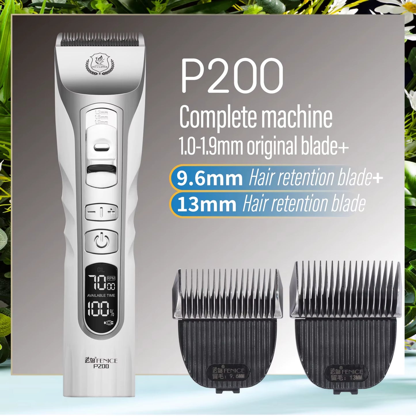Fenice Dog Hair Cutting Machine Clippers Grooming Pet Animals Haircut Trimmer Shaver Set Pets Cordless Rechargeable Professional