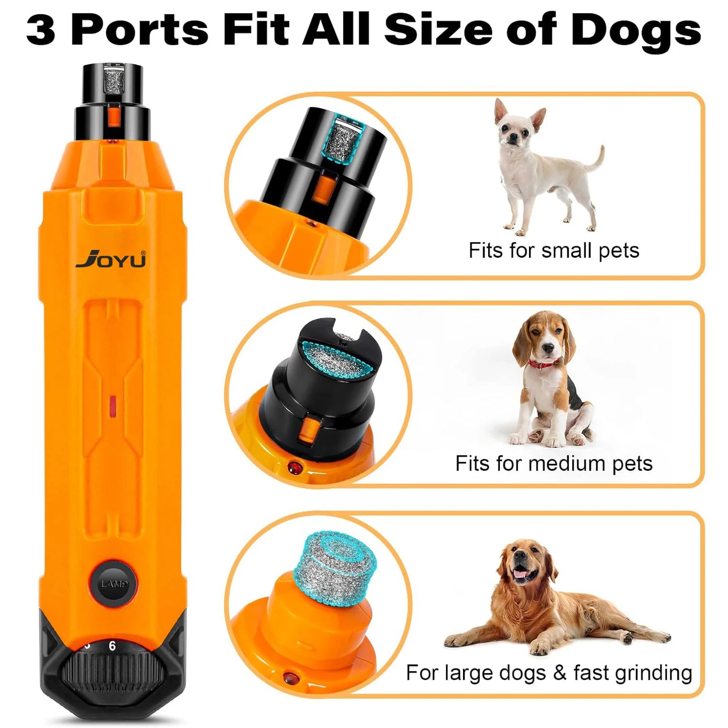 6-Speed Dog Nail Grinder Enhanced Pet Nail Grinder Super Quiet Rechargeable Electric Dog Nail Trimmer Painless Paws Grooming