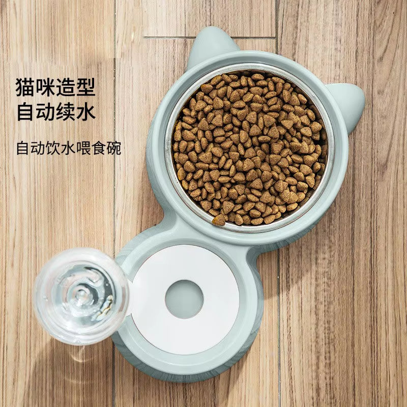 Automatic Cat Ear Pet Feeder 2In1 Stainless Steel Food Water Bowl Self Cleaning Dog Cat Dish with Smart Sensor