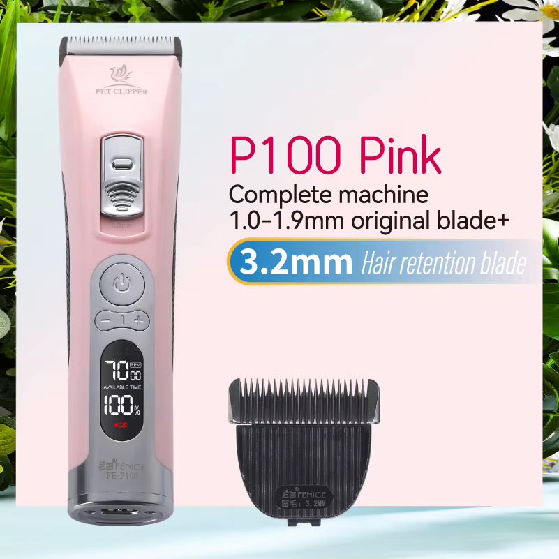 Fenice P100 Professional LCD Screen Dog Cat Clippers 4000Ma Electrical Grooming Trimmer and Blade Rechargeable Haircut Machine