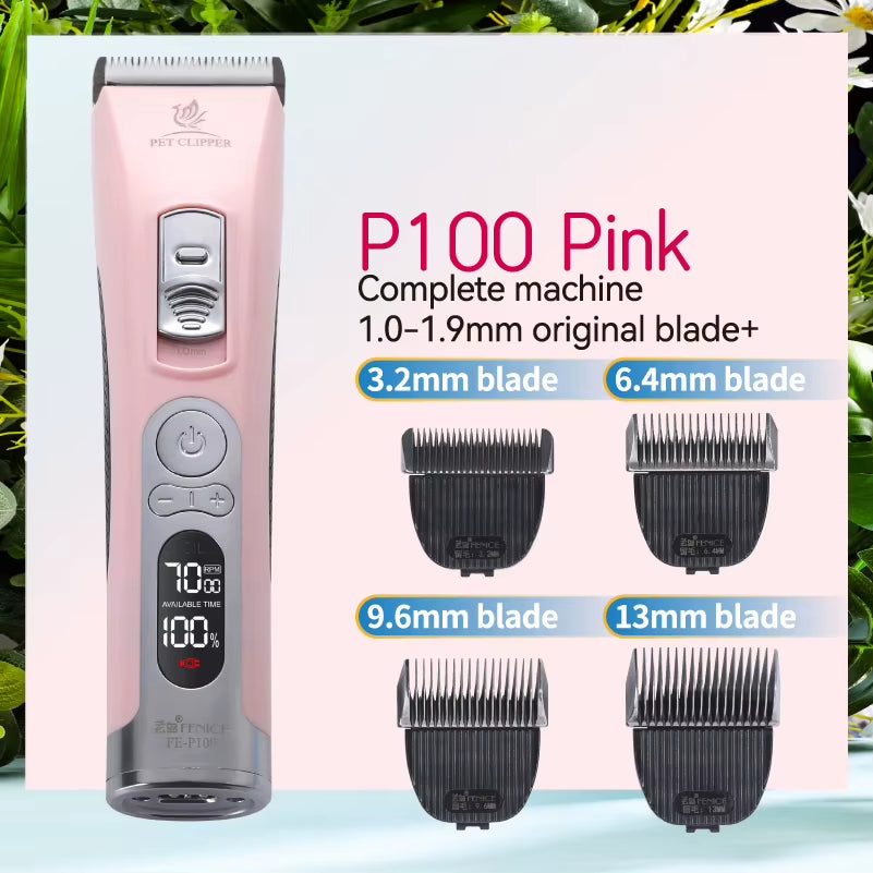 Fenice P100 Professional LCD Screen Dog Cat Clippers 4000Ma Electrical Grooming Trimmer and Blade Rechargeable Haircut Machine