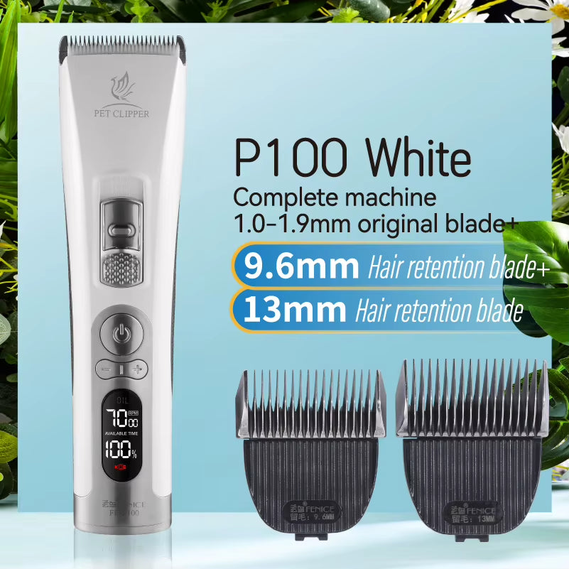 Fenice P100 Professional LCD Screen Dog Cat Clippers 4000Ma Electrical Grooming Trimmer and Blade Rechargeable Haircut Machine