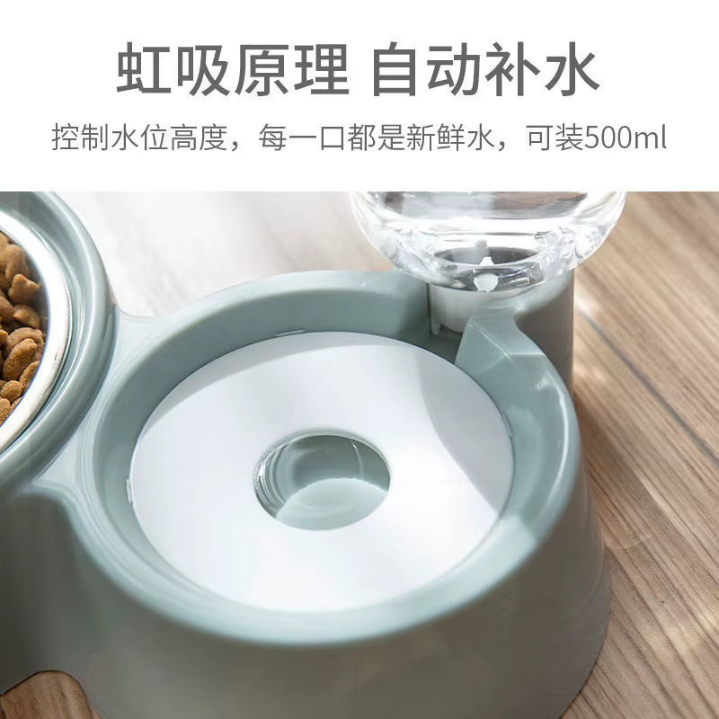 Automatic Cat Ear Pet Feeder 2In1 Stainless Steel Food Water Bowl Self Cleaning Dog Cat Dish with Smart Sensor