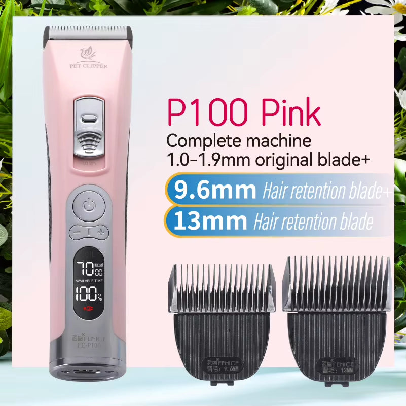 Fenice P100 Professional LCD Screen Dog Cat Clippers 4000Ma Electrical Grooming Trimmer and Blade Rechargeable Haircut Machine