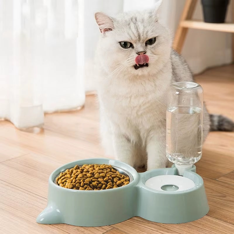 Automatic Cat Ear Pet Feeder 2In1 Stainless Steel Food Water Bowl Self Cleaning Dog Cat Dish with Smart Sensor