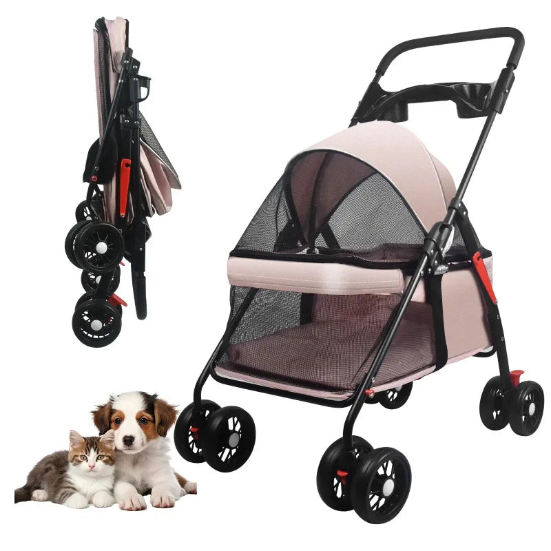 πΎ Pet Dog & Cat Stroller β Foldable Jogging Stroller with Removable Carrier & Cup Holder