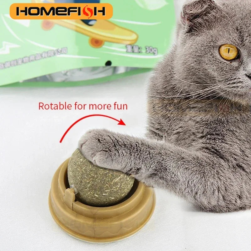 HOMEFISH Natural Catnip Cat Wall Stick-On Ball Toy Scratchers Treats Healthy Removes Balls to Promote Digestion Cat Grass Snack