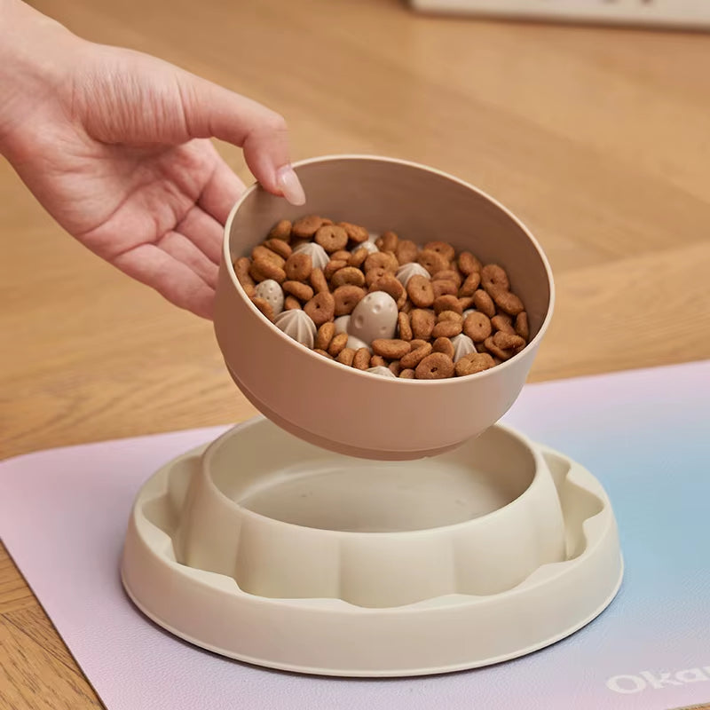 304 Stainless Steel Slow Feeder Bowl - Heavy Duty Anti-Tip Base, Anti-Choke Maze & Ant-Proof Design for Cats/Small Dogs