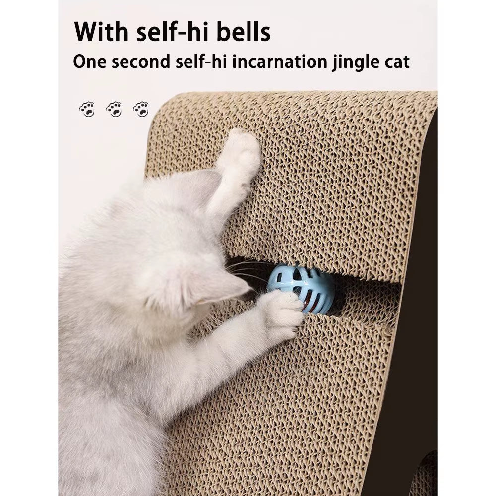 Vertical Triangle Cat Scratching Board with Spinning Ball Vertical Triangle Cardboard Paw Toys for Indoor Cats