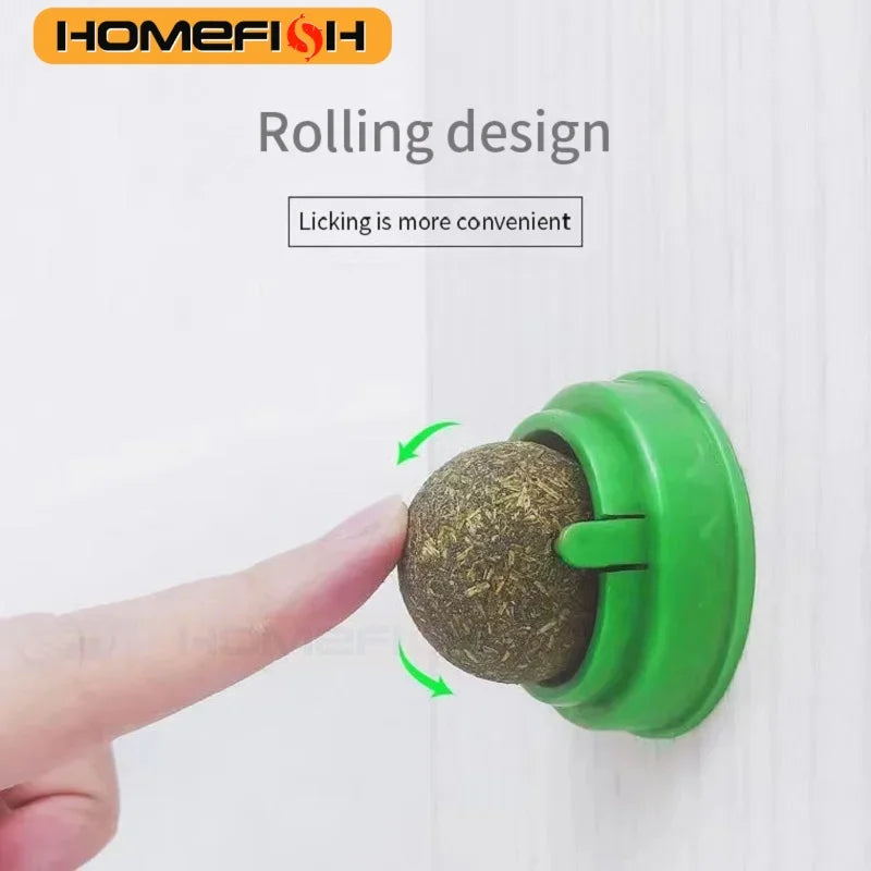 HOMEFISH Natural Catnip Cat Wall Stick-On Ball Toy Scratchers Treats Healthy Removes Balls to Promote Digestion Cat Grass Snack
