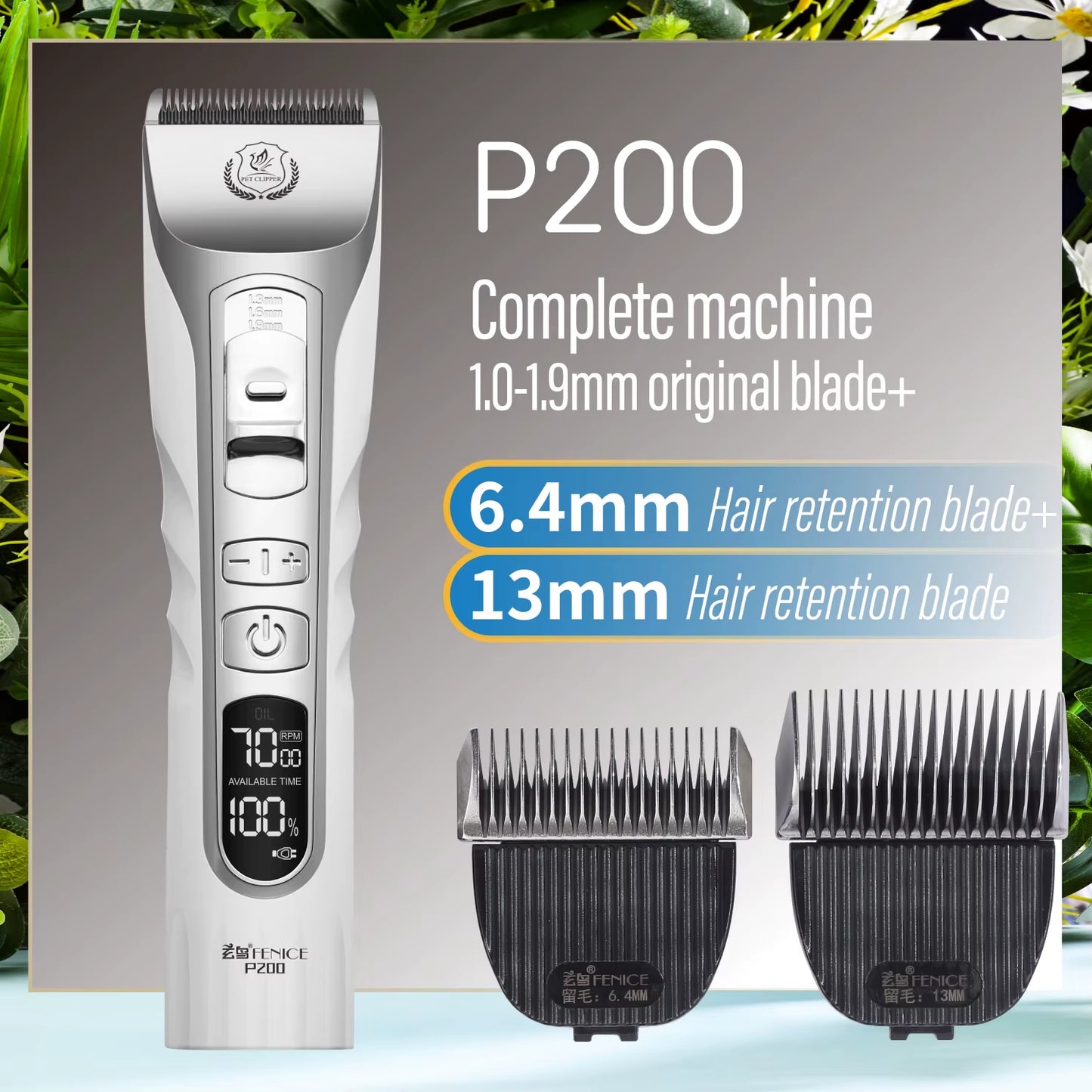 Fenice Dog Hair Cutting Machine Clippers Grooming Pet Animals Haircut Trimmer Shaver Set Pets Cordless Rechargeable Professional