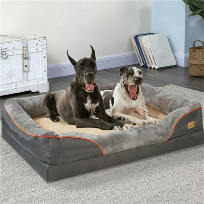Luxurious Jumbo Orthopedic Memory Foam Dog Bed - Waterproof Elevated Cushion with Removable Cover for Ultimate Comfort