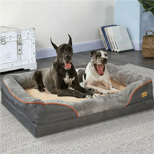 Luxurious Jumbo Orthopedic Memory Foam Dog Bed - Waterproof Elevated Cushion with Removable Cover for Ultimate Comfort