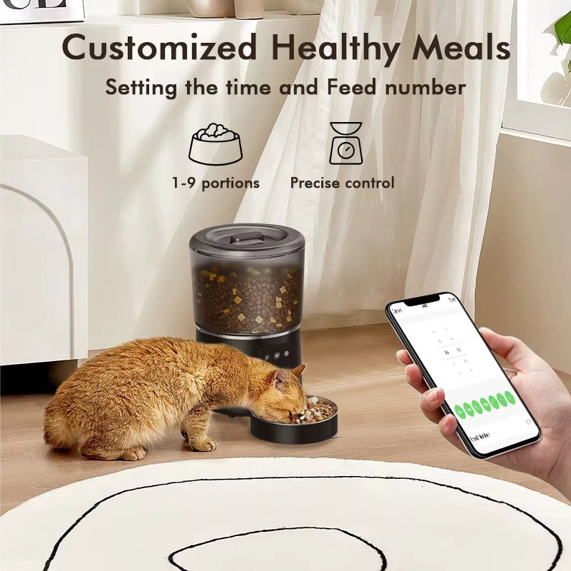 NPET 4L Smart Automatic Pet Feeder - Customizable Portion Control for Cats and Dogs with Stainless Steel Bowl