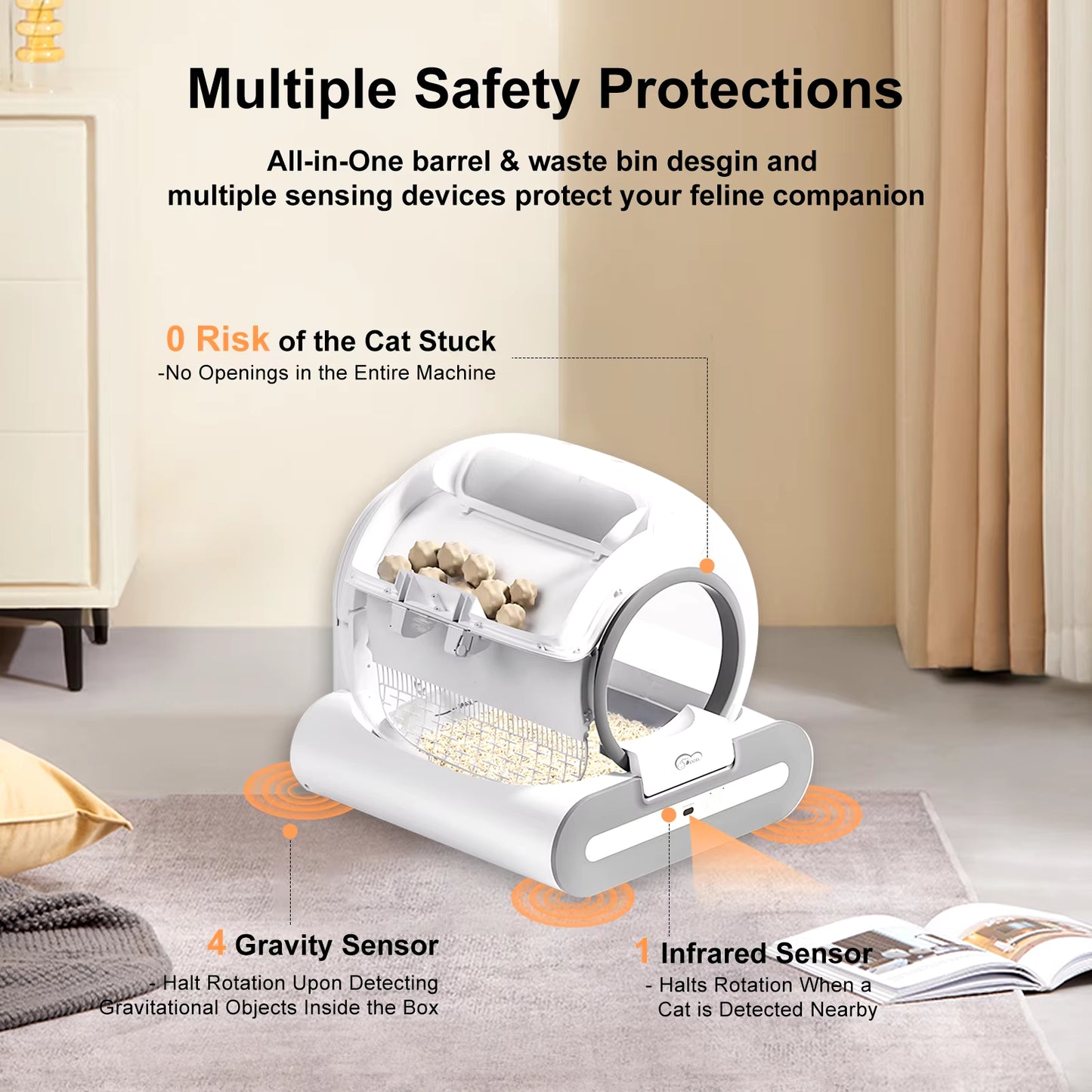 Smart Automatic Cat Litter Box with App Control & Litter Mat - Perfect for Multiple Large Cats!