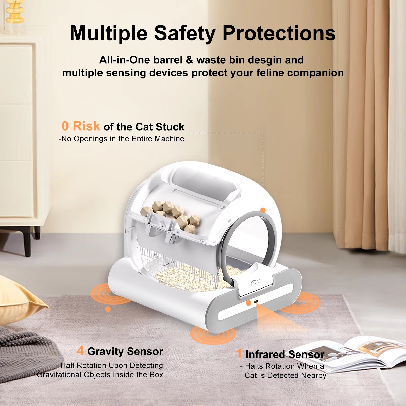 Smart Automatic Cat Litter Box with App Control & Litter Mat - Perfect for Multiple Large Cats!