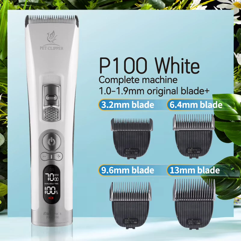 Fenice P100 Professional LCD Screen Dog Cat Clippers 4000Ma Electrical Grooming Trimmer and Blade Rechargeable Haircut Machine