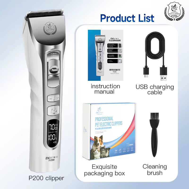 New Upgrade 5000Ma Capacity Cordless LCD Screen Pets Dog Grooming Clippers Rechargeable Haircut Shaver for Trimming Salon